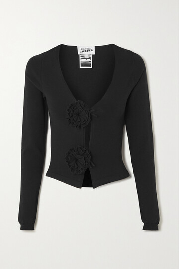 jean paul gaultier - embellished stretch-knit cardigan - black