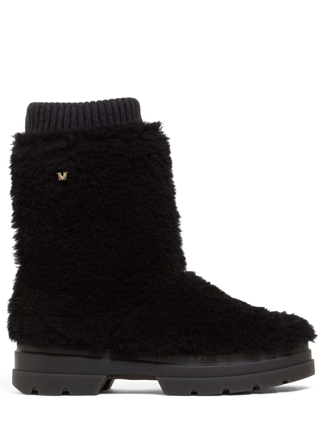 MAX MARA 30mm Tanith Wool & Silk Ankle Boots in black