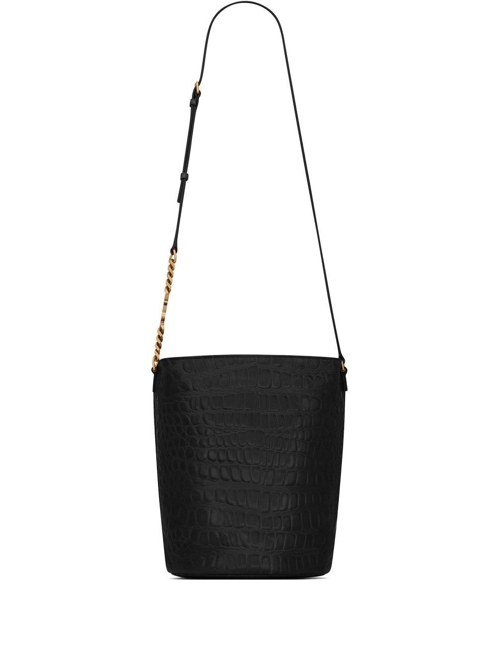 Saint Laurent crocodile-effect bucket bag - Black