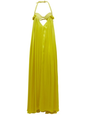 AZ FACTORY Venus Organic Silk Satin Long Dress in yellow