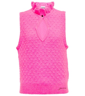 ganni sleeveless cutout top in pink