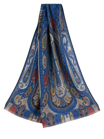 ETRO Calcutta Galatea Wool & Silk Scarf in blue