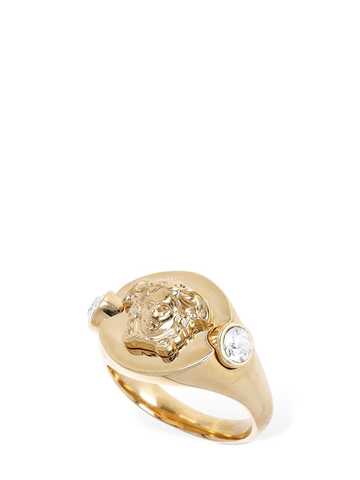 versace icon medusa crystal ring in gold