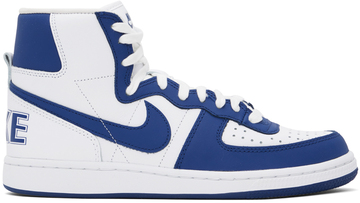 Comme des Garçons Homme Plus Blue & White Nike Edition Terminator High Sneakers in navy