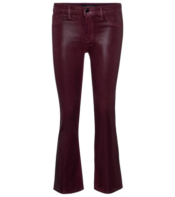 J Brand Selena coated bootcut cropped jeans in red