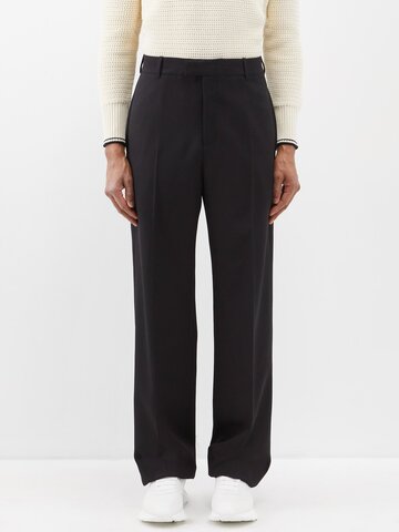 alexander mcqueen - high-rise wool-grain de poudre trousers - mens - black