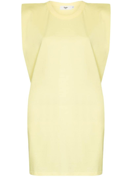 Frankie Shop Tina padded shoulder T-shirt dress in yellow
