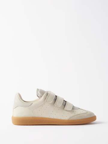 isabel marant - beth velcro-strap leather and suede trainers - womens - cream