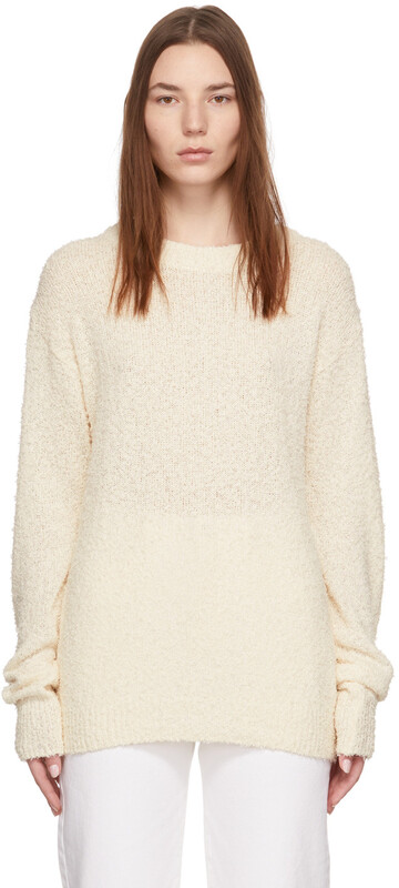 AMOMENTO Off-White Bouclé Sweater in ecru