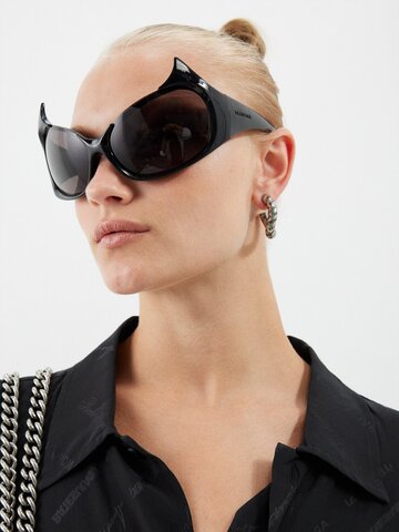 balenciaga eyewear - gotham oversized nylon sunglasses - womens - black grey