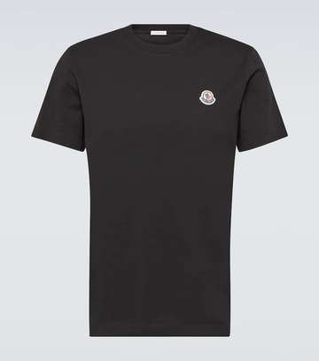 moncler set of 3 cotton jersey t-shirts in black
