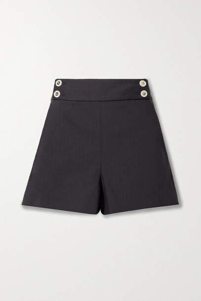 Veronica Beard - Kimm Button-embellished Linen-blend Shorts - Blue