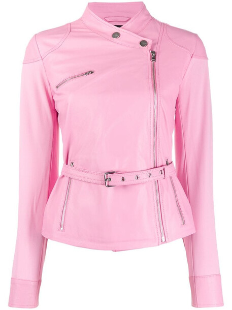 Pinko belted slim-fit jacket in pink
