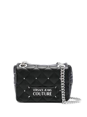 versace jeans couture studded quilted crossbody bag - black