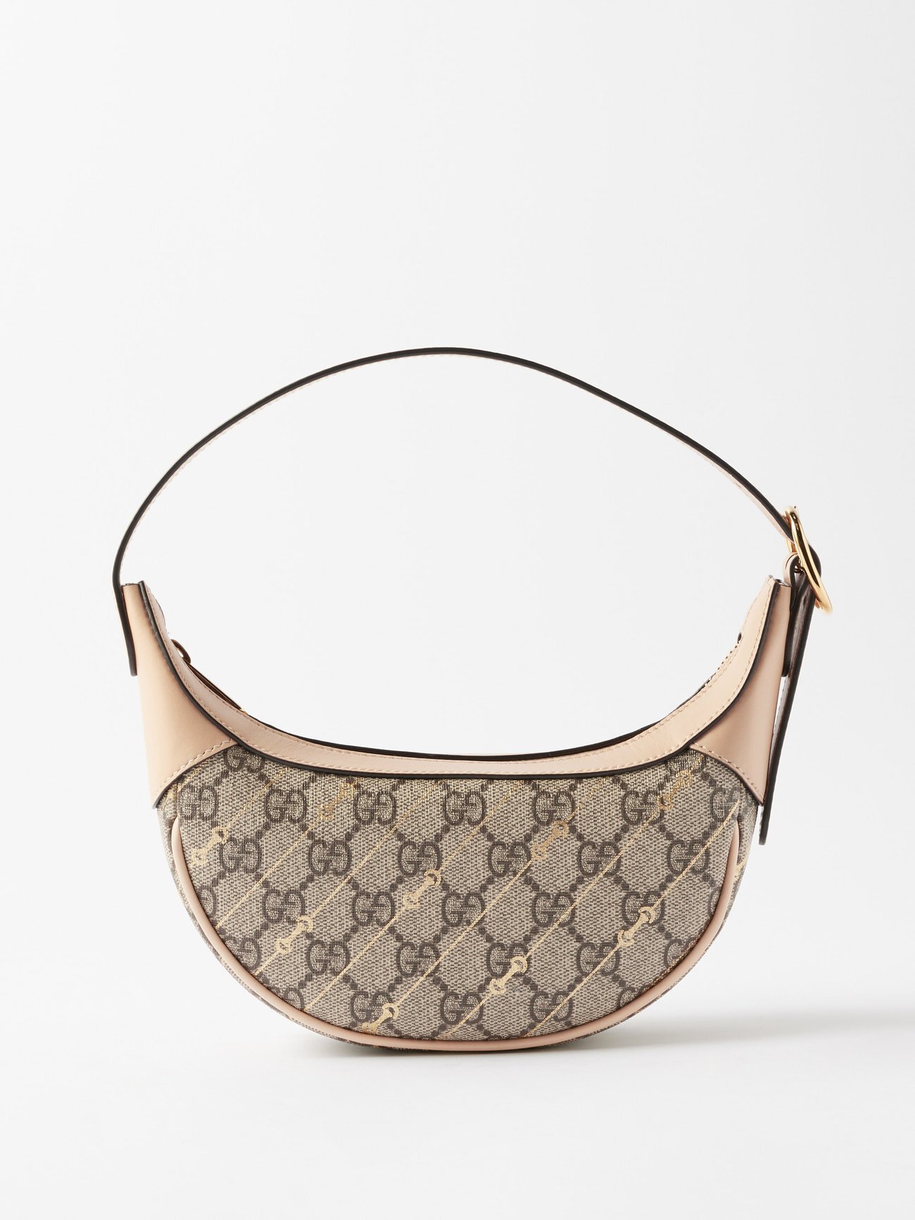 Gucci - Ophidia Mini Horsebit And Gg-canvas Shoulder Bag - Womens - Brown Gold
