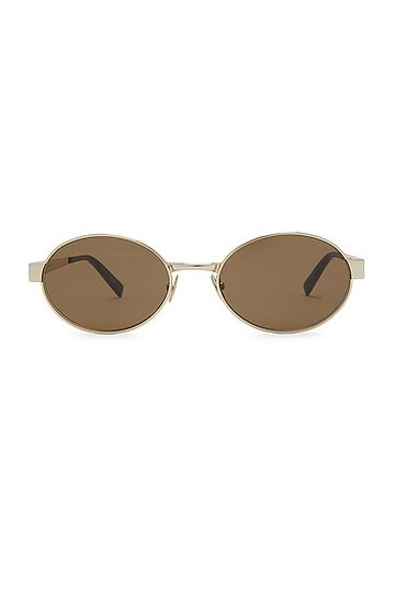 saint laurent round sunglasses in metallic gold