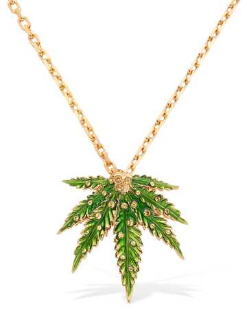 dsquared2 marija crystal long necklace in gold / green