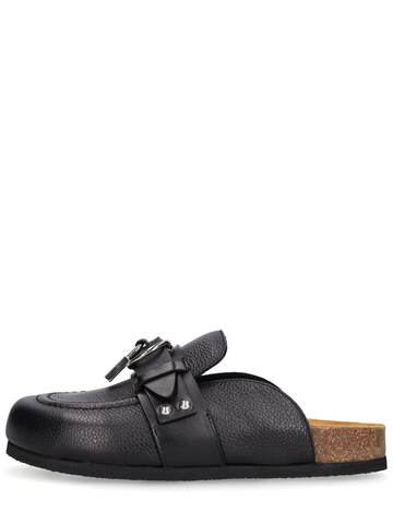 jw anderson 15mm punk leather loafers in black