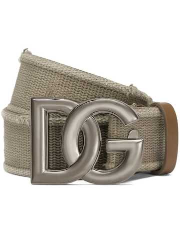 dolce & gabbana logo-plaque buckle belt - neutrals