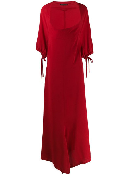 Yohji Yamamoto Pre-Owned 1990's deep round neck long dress in red