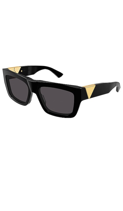 Bottega Veneta New Triangle Acetate Cat Eye Sunglasses in Black
