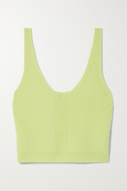Le Ore - Palermo Cropped Ribbed Cashmere-blend Tank - Green