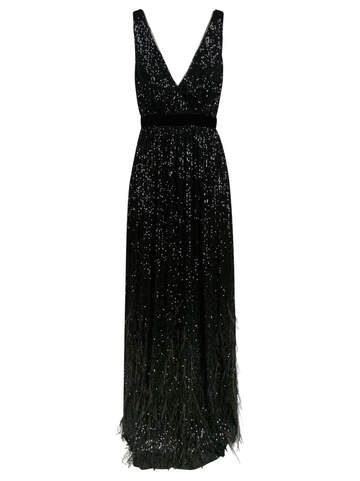 Anna Molinari Glitter Embellished Sleeveless Fringed Dress in black