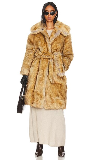 Jakke Katrina Faux Fur Coat in Brown in natural