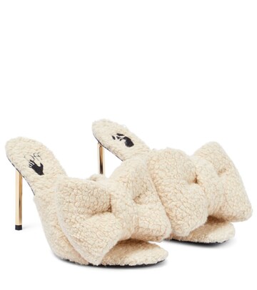 off-white faux-shearling mules in beige