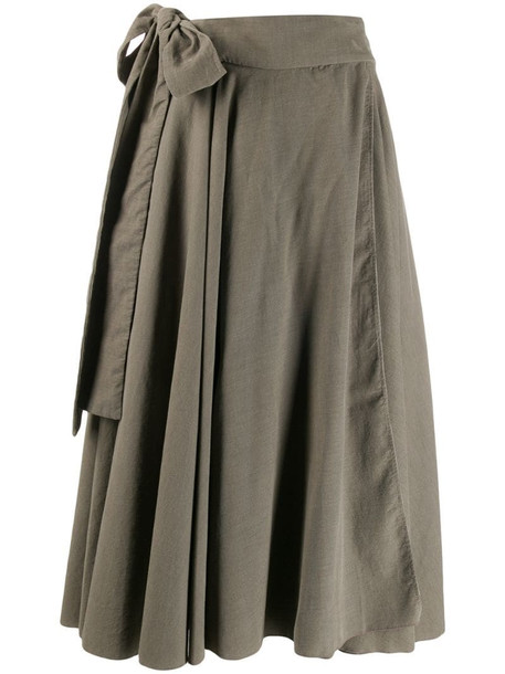 Maison Flaneur knotted draped midi skirt in grey