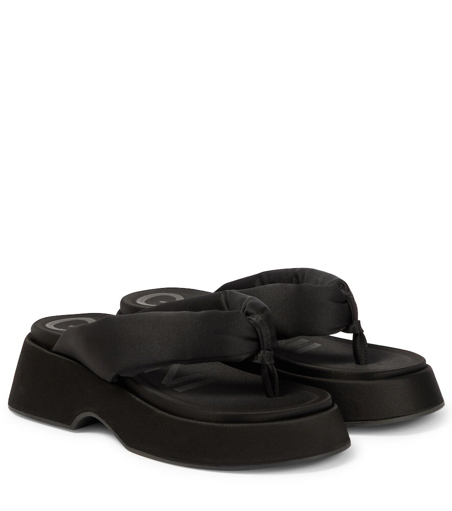 Ganni Padded thong sandals in black