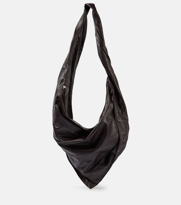 lemaire scarf leather shoulder bag in brown