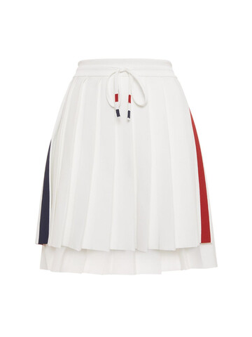 THOM BROWNE Intarsia Pleated Jersey Mini Skirt in white