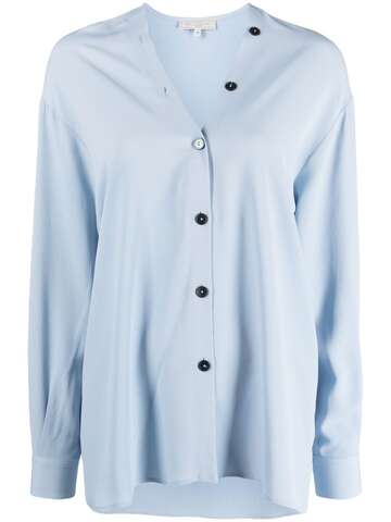 antonelli collarless long-sleeve shirt - blue