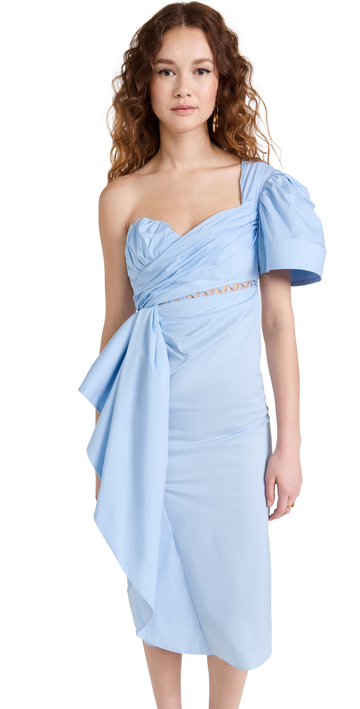 Prabal Gurung Asymmetrical One Shoulder Wrap Dress in blue