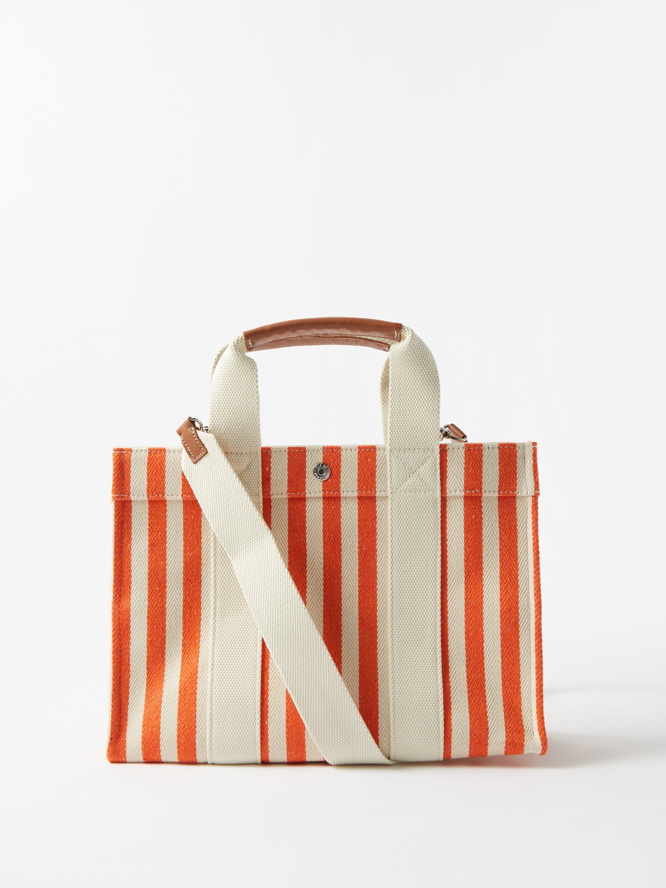 Rue De Verneuil - Tote Medium Striped Cotton-blend Bag - Womens - Orange White