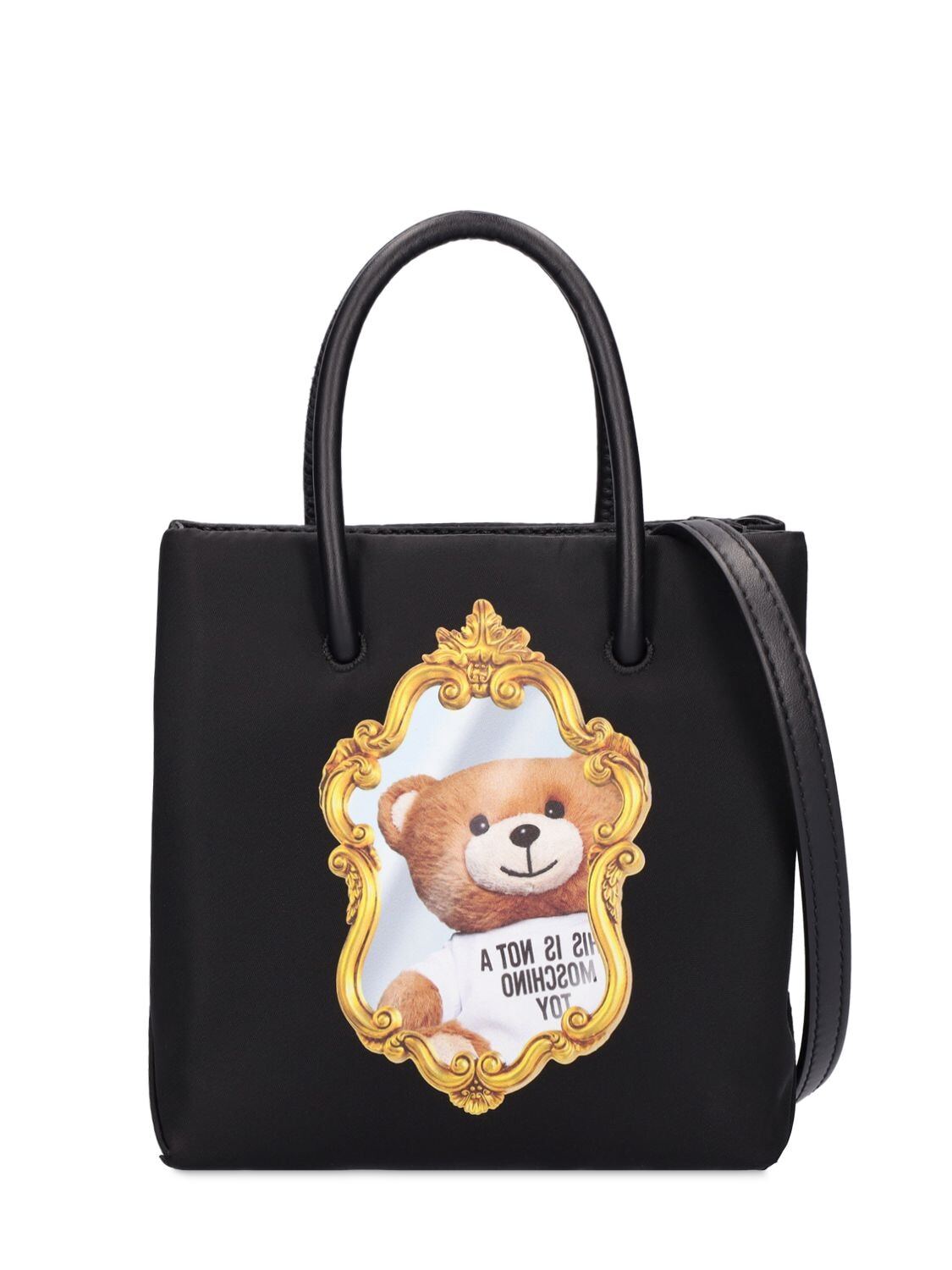MOSCHINO Mirror Teddy Bear Shoulder Bag in black