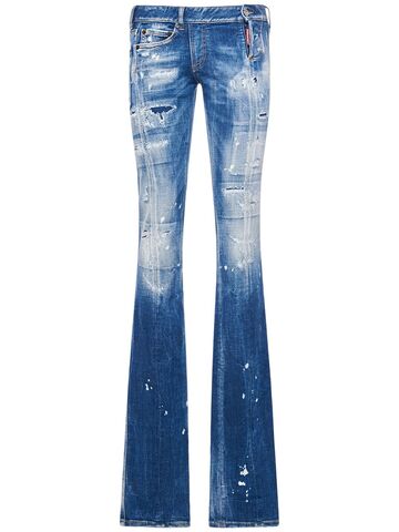 dsquared2 distressed denim flared jeans in blue
