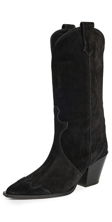 aeyde ariel cow suede leather black boots black 41