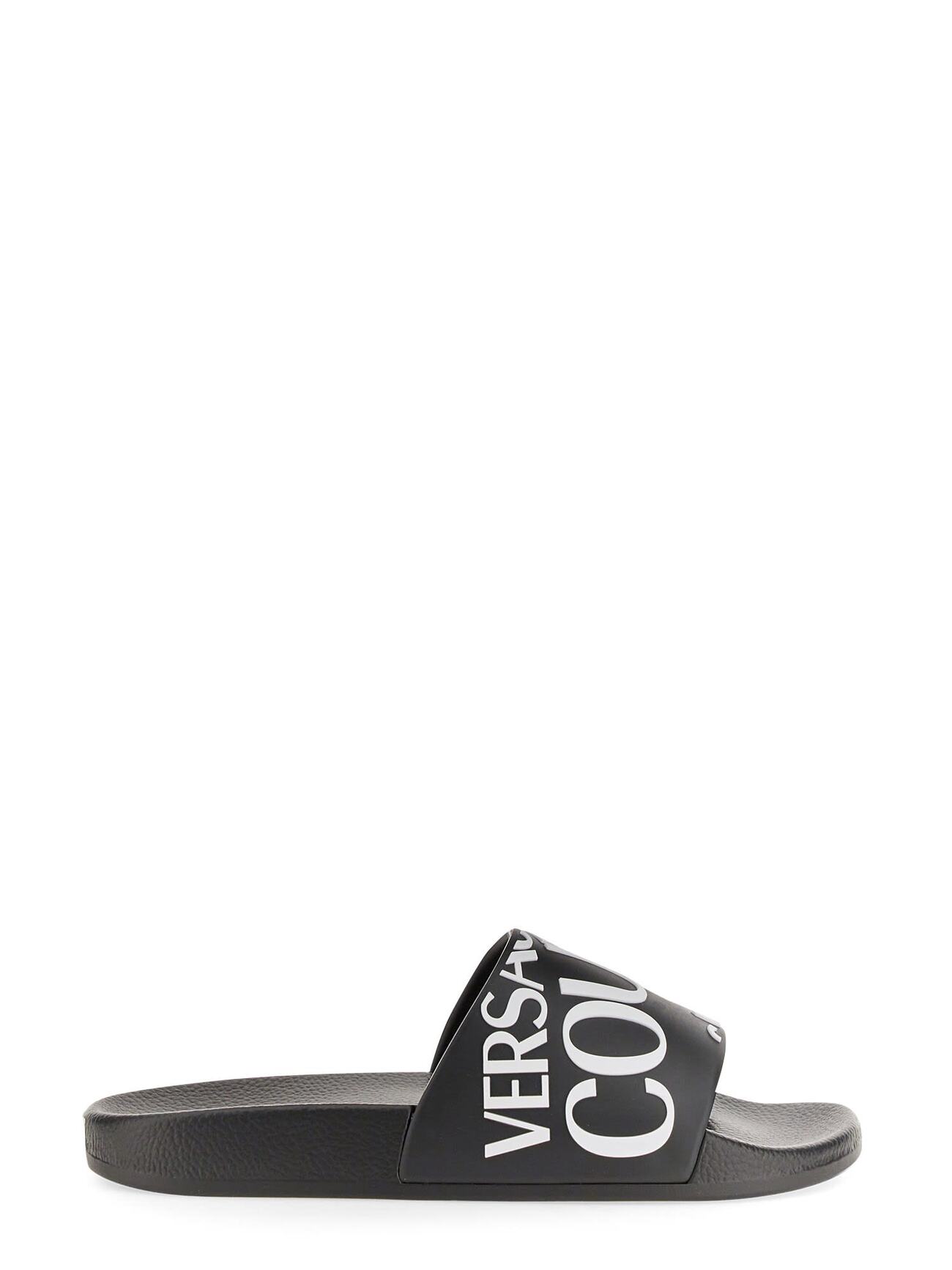 Versace Jeans Couture Slide Sandal With Logo in nero