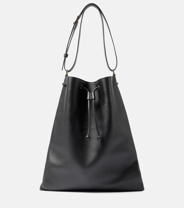 khaite greta large leather bucket bag in black