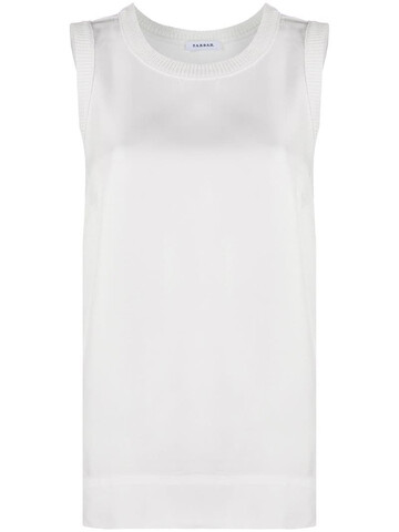 p.a.r.o.s.h. ribbed-trimmed satin top in white