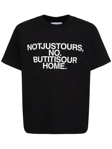 sacai graphic cotton t-shirt in black