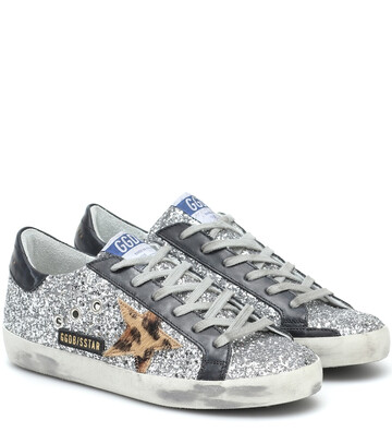 Golden Goose Superstar leather-trimmed sneakers in silver