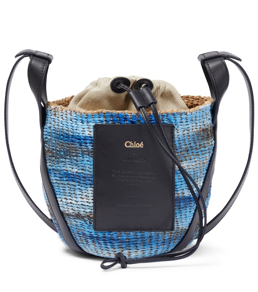 Chloé Exclusive to Mytheresa â Tie-dye linen and raffia bucket bag