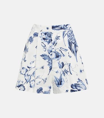 oscar de la renta floral cotton poplin shorts in white