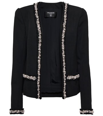 balmain embellished wool jacket in black