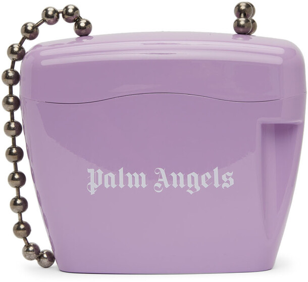 Palm Angels Purple Mini Padlock Bag in lilac / white