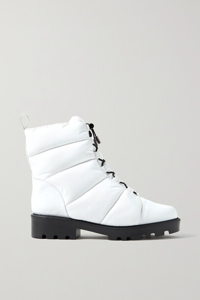 Porte & Paire - Quilted Shell Ankle Boots - White