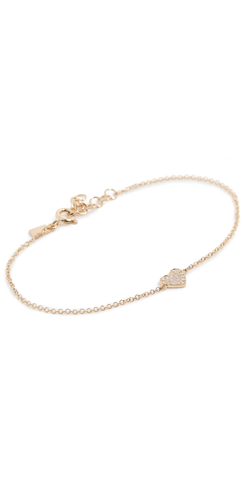 EF Collection Diamond Heart Chain Bracelet in gold / yellow